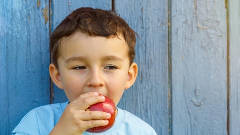warum beißen kinder - Kind isst einen Apfel