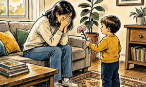 Kinder trauriger Mütter: Wenn ein Kind versucht, die Mutter glücklich zu machen Kinder trauriger Mütter Wenn ein Kind versucht, die Mutter glücklich zu machen