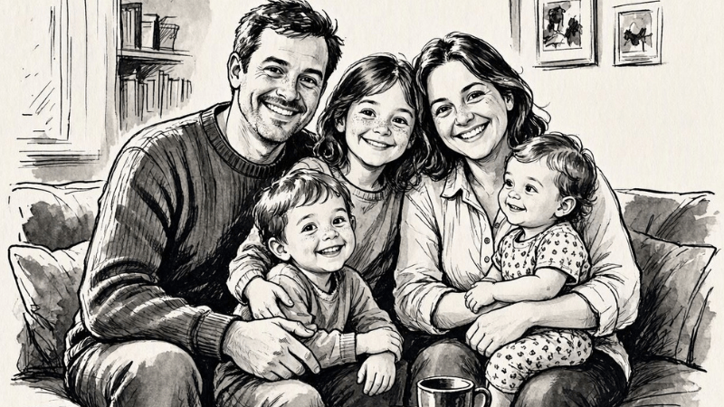 Perfekte Familie; Auf den Fotos haben alle gelächelt